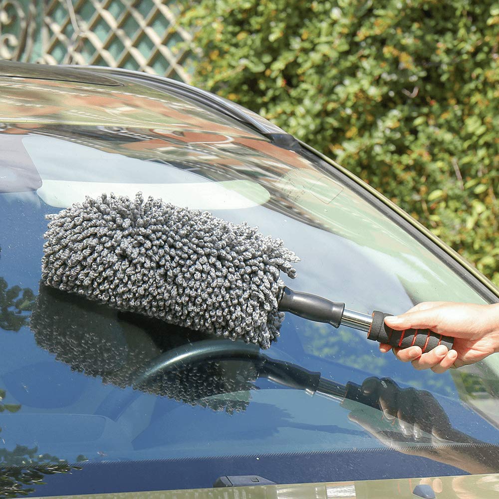 ZORBES Microfiber Duster Brush with Long Retractable Handle for Car, Office, Home Clean ZORBES Microfiber Duster Brush with Long Retractable Handle for Car, Office, Home Clean